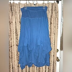 Blue Boho Style Linen Skirt